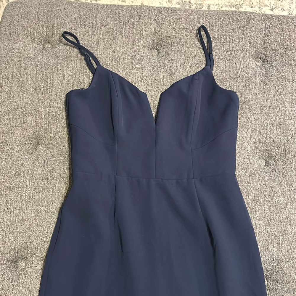 - Dark blue dress